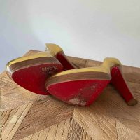 Louboutin Plateau Block Pumps Metallisch Gold