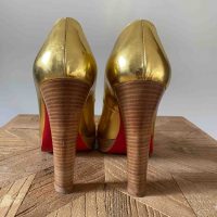 Louboutin Plateau Block Pumps Metallisch Gold