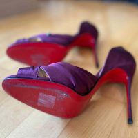 Louboutin Open Toe Pump Satin Purple